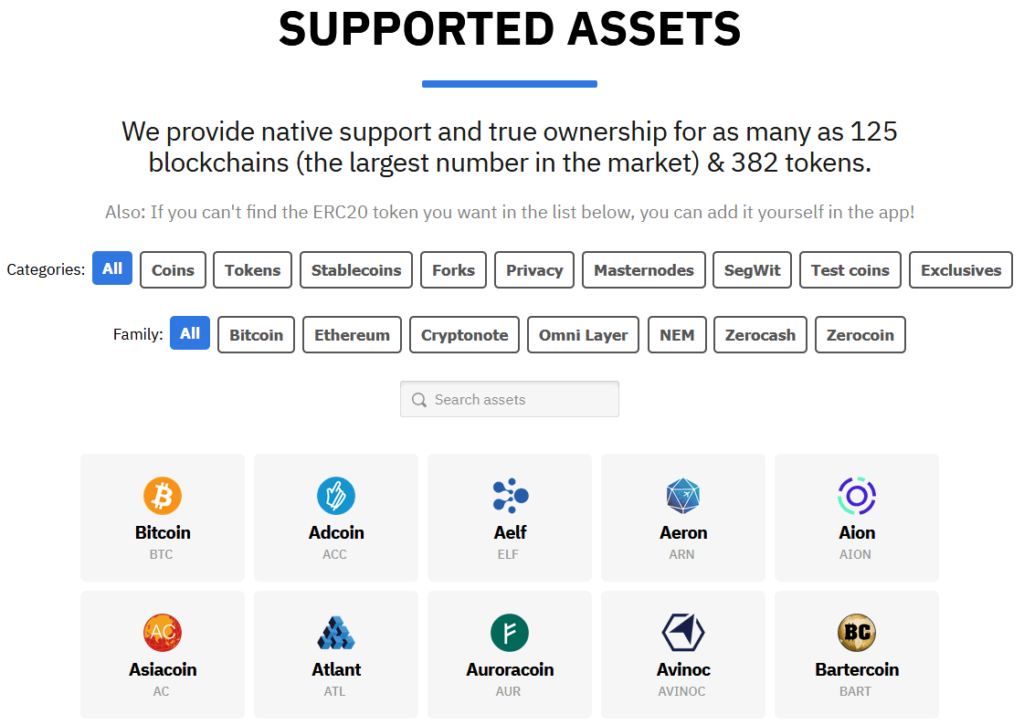 سکه های پشتیبانی شده توسط coinomi