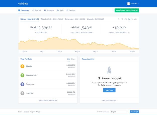 Interface Coinbase