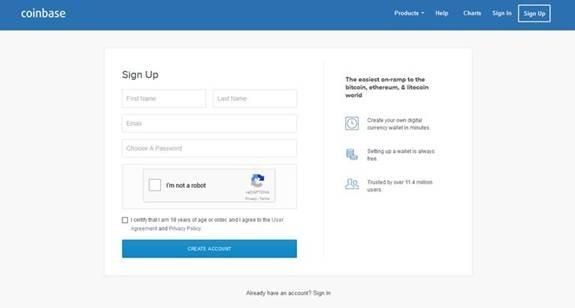 ثبت نام Coinbase
