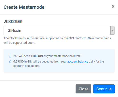 پلت فرم GINcoin Masternode